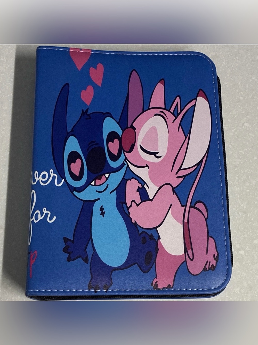 Disney Blue and Pink Stitch & Angel binder cards capacity for 400 cards